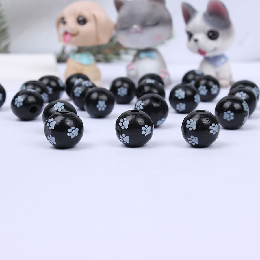 Wholesale 20pcs Dog Feet Bone Head Pet Wooden Beads